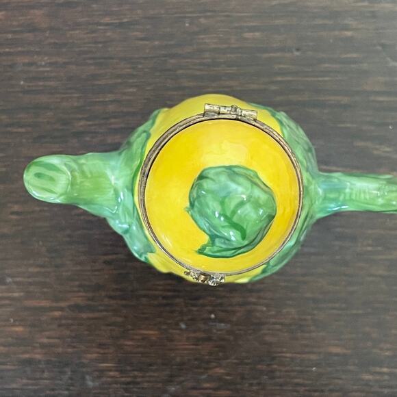 Limoges Trinket Box Peint Main Rochard France Corn Teapot Handpainted Paint Loss - Picture 6 of 16